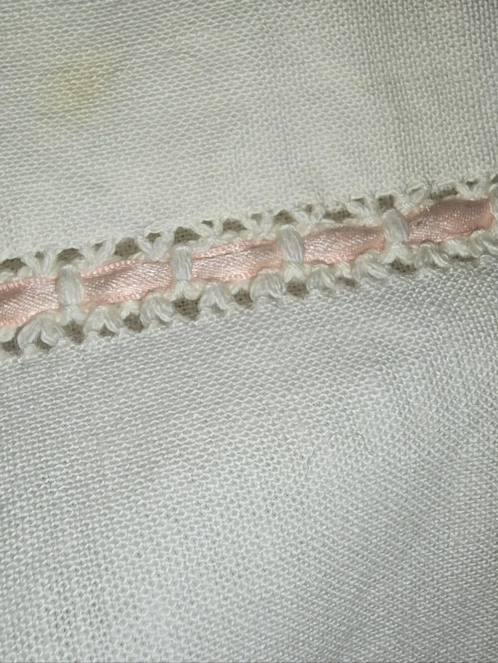 Vtg 2 Handmade Pillow Cases Pink ribbon with initials